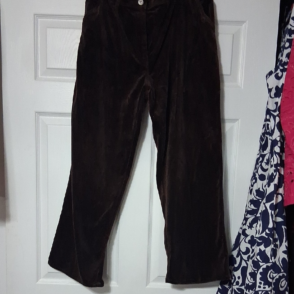 St. John's Dark Brown Velvet Trousers Sx 14 $22